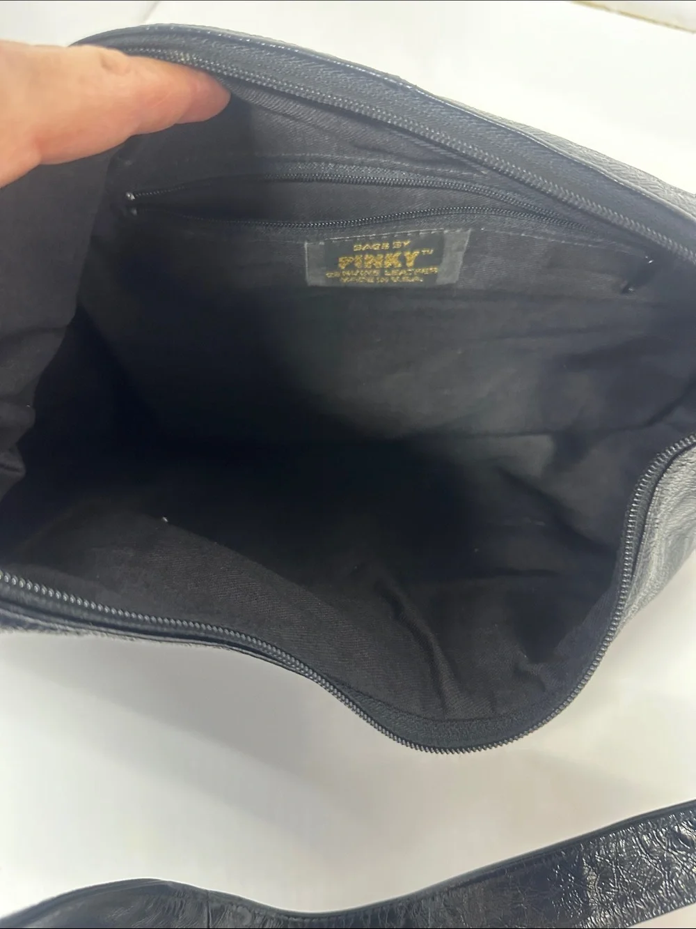 Pinky Black Leather Hobo Bag with Gold Hardware
